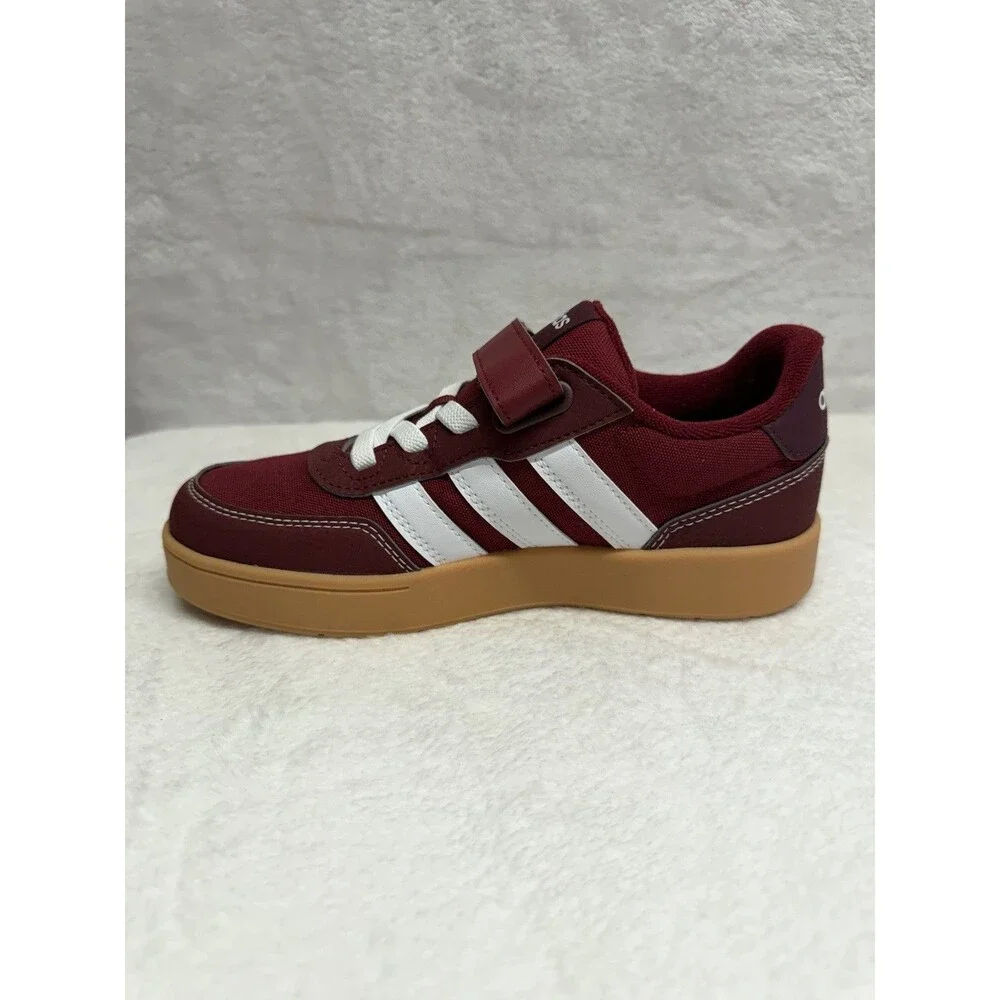 Adidas Breakbase C Kids Sneakers Burgundy White Gum Sole Size 2